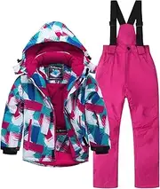 [AIMISYOU] Kids Ski Jacket & Pants Set Winter Snowboarding Rain Coats Girls Boys Snow Suits