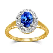 9kt Yellow Gold Diamond Set Tanzanite Ring