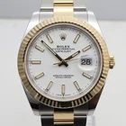2025 New Rolex 126333 Datejust 41 White Index Dial 18K Gold Steel Oyster Watch
