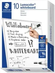 STAEDTLER 351-9 Lumocolor Whiteboard Marker with Bullet Tip - Black, Pack of 10