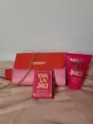 Juicy Couture Crossbody Bag Pink w Gold Chain Strap Body Souffle Perfume Sampler
