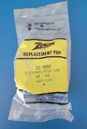 ZENITH Replacement Part 22-3957 Electrolytic Cap VCD 200 MF 80 Vintage