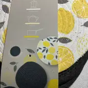 SAMBA WOVEN TRIVETS (3) BLACK YELLOW LEMONS NIP