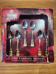 Royal Albert Old Country Roses OCR New 6 Demitasse Spoons Stainless Steel