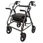 Foldable Steel Frame Rollator Walker Lightweight Mobility Aid in Grey Orthonica