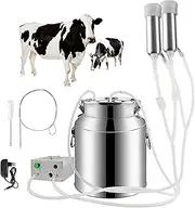 Cow Milking Machine Electric Milking Machine Kit, Portable 5L Stainless Steel Electric Vacuum Pump Milking Machine for Cow and Sheep Milking