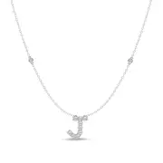 Brilliant Claw Initial J Slider Necklace with 0.40ct of Laboratory Grown Diamonds in Mirage Sterling Silver and Platinum