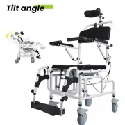 Commode Toilet Chair Mobile Shower Chair Bedside Patient Transfer Wheelchair