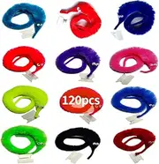SHENGSEN 120 Pack Fuzzy Worm Toys String Pets Fuzzy Worms On String Bulk Trick Toy Party Favors for Kid Cat (12 Colors)