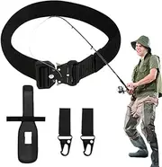 Fish Fighting Belt | Outdoor Fishing Belts | Quick Release Buckle, Portable Pole Inserter With 2 Hooks, Casting Gear, Fish Accessory For Men, Women, Beginners, Outdoor Sports
