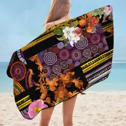 Mandalas and Flowers Dark Messy Design Microfiber Beach Towel