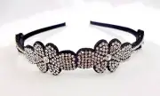Rhinestone Headband Black Thin Band Flexible Wedding Prom Dressy Occasions