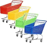 Sosoport 4Pcs Mini Supermarket Handcart Models Shopping Cart for Mini Cart Desktop Ornament Storage for Playtime and Organization