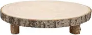 domoi 1 Piece Round Wooden Cupcake Pedestal Wood Cake Stand Wood Color Paulownia Wood with Legs Rustic Cake Holder Wooden