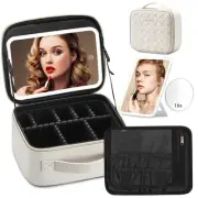 Makeup Bag with Mirror Led Light Detachable Portable Make up Travel Train Cas...