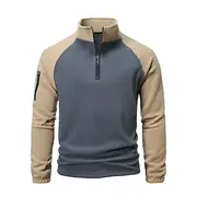 Men's Sweatshirt Fleece Hoodie Quarter Zip Sweatshirt Army Green Blue Khaki Coffee High Neck Plain Color Block Sports Outdoor Casual Daily Streetwear Cool Des