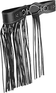 [LIFKOME] Punk Skirt with Tassel Goth Accessories Lace up Waist Belt Goth Cor Goth Belts Steampunk Belt Trendy Accessories Fringe Belts Women Tassles Fashion Belt Chain Belt Black