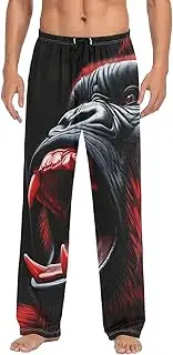 [XYMZR] Gorilla Howling Red Men's Pajama Bottoms Lounge Pajama Pants Sleep Bottoms with Pockets for Men S