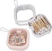 LeoLeoxx Hair Tie Organizer, Mini Storage Box, Hair Clip Holder, Portable Storage Container, Cotton Swab Dispenser, Small Items Organizer for Home, Business Trips (2 PCS（White+Pink）)