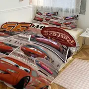 Bed Sheets g841 Cars Lightning McQueen Print Bedding Set Pattern Duvet Cove Set 3 Pieces 1 Quilt Cover And 2 Pillowcases for Women Men Teens tq841 Be
