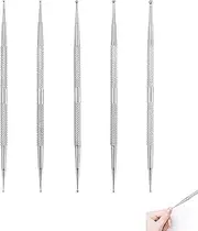 SHONDE 5pcs 2 Way Dotting Pen Tool Double Head Nail Art Dotting Pen, Stainless Steel Nail Painting Pen DIY Decoration Dotting Pen (Silver-F-72)