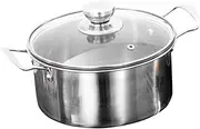 Gatuida Sturdy Soup Pot with Lid Stainless Steel Cooking Pot for Hot Pot Ramen Noodles