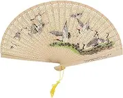 Foldable Hand Fan, Japanese Vintage Fan, Elegant Bamboo Style, 9 Inch Portable Fabric Design, Traditional Dances for Mother's Day, Weddings, Dance Performance, Home Decoration
