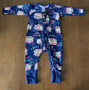 BONDS BABY WONDERSUIT - HAPPY BIRTHDAY - NAVY - SIZE 00 BNWT