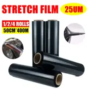 2/4 Rolls Stretch Film Black Hand Use 500mm x 400m 25UM Pallet Shrink Wrap 3.7kg