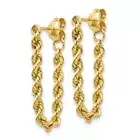 14k Y Gold Dangle Post Earrings | Designs by Nathan | 8 x 28mm | Rope Chain