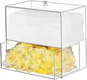 Dryer Sheet Holder, 2-Layer Clear Acrylic Laundry Detergent Holder with Portable Lid for Organization, Holds Sheets, Balls, Clothes Pins, Laundry Capsules
