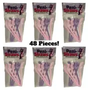 Bachelorette Penis Straws Pink and Purple 48Pcs