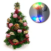 在飛比找Yahoo奇摩購物中心優惠-交換禮物-摩達客 1尺裝飾綠色聖誕樹(金松果糖果球)+LED