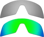[Alphax] 2 Pcs Titanium & Green Polarized Replacement Lenses for Oakley Sutro OO9406 Sport Sunglsses
