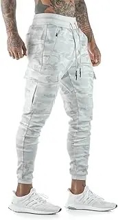 [DIOTSR] Men's Athletic Running Jogger Pants Gym Workout Tapered Track Sweatpants with Zipper Pockets & Towel Loop