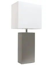 Lalia Home Modern Leather Table Lamp With White Fabric Shade