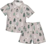[Caihoyu] Big Boy Short Sleeve Button Down Shirt & Shorts Set Baby Boy Clothes Summer Clothing