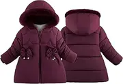 [Happy Cherry] Winter Jacket Girls Winter Coat Children Warm Lined Cotton Coat with Hood Thickened Outdoor Winter Jacket for Everyday Use