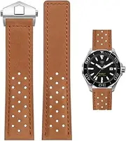 [HEYOZURY] Watch Strap for Tag Heuer 22 mm, Leather Butterfly Buckle Perforated Racing Bracelet Aquaracer Series Monaco Series Replacement Bracelet Original Bracelet for Tag Heuer