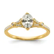 1.00ct. CZ Solid Real 14k Polish 1ct Oval Engagement Dia Ring