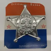 Vintage Tin Toy Official Badge Deputy Sheriff Pin Paper Backing Silver Star