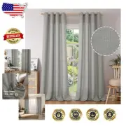 108 Inch Extra Long Grey Curtains - Light Filtering & Privacy Drapes, 2 Panels