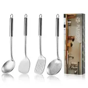 4-Pcs Cooking Utensils Set Stainless Steel Kitchen Utensils Wok Utensils Set I
