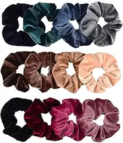 Whaline 12 Pack Hair Scrunchies Premium Velvet Scrunchy Elastic Hair Bands for Girls, Women Hair Accessories (12 Colors)