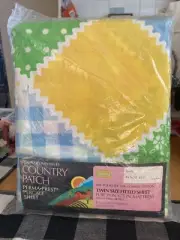 Vintage Country Patch Country Mixables Percale TWIN FITTED SHEET~NEW IN PACKAGE