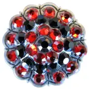 60HS Set Of 16 Western Screw Back Concho Silver Finish Jet Siam Crystal Bling