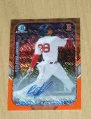 2015 Bowman (chrome) ORANGE mini REFRACTOR autograph Rusney Castillo 12/25