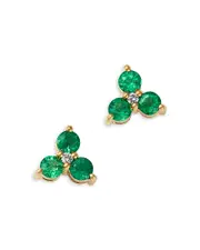 Bloomingdale's Fine Collection Emerald & Diamond Trio Stud Earrings in 14K Yellow Gold