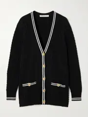 [Alessandra Rich] Alessandra Rich - Cable-knit Cotton Cardigan - Black - IT44 IT 44 Black
