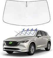Kathaobai Windshield Sun Shade Custom Fit for Mazda CX-5 2017-2023 Updated Foldable Window Sunshade Auto Heat Shield Sun Visor Protector Blocks UV Rays Keep Your Car Cooler Silver and Black